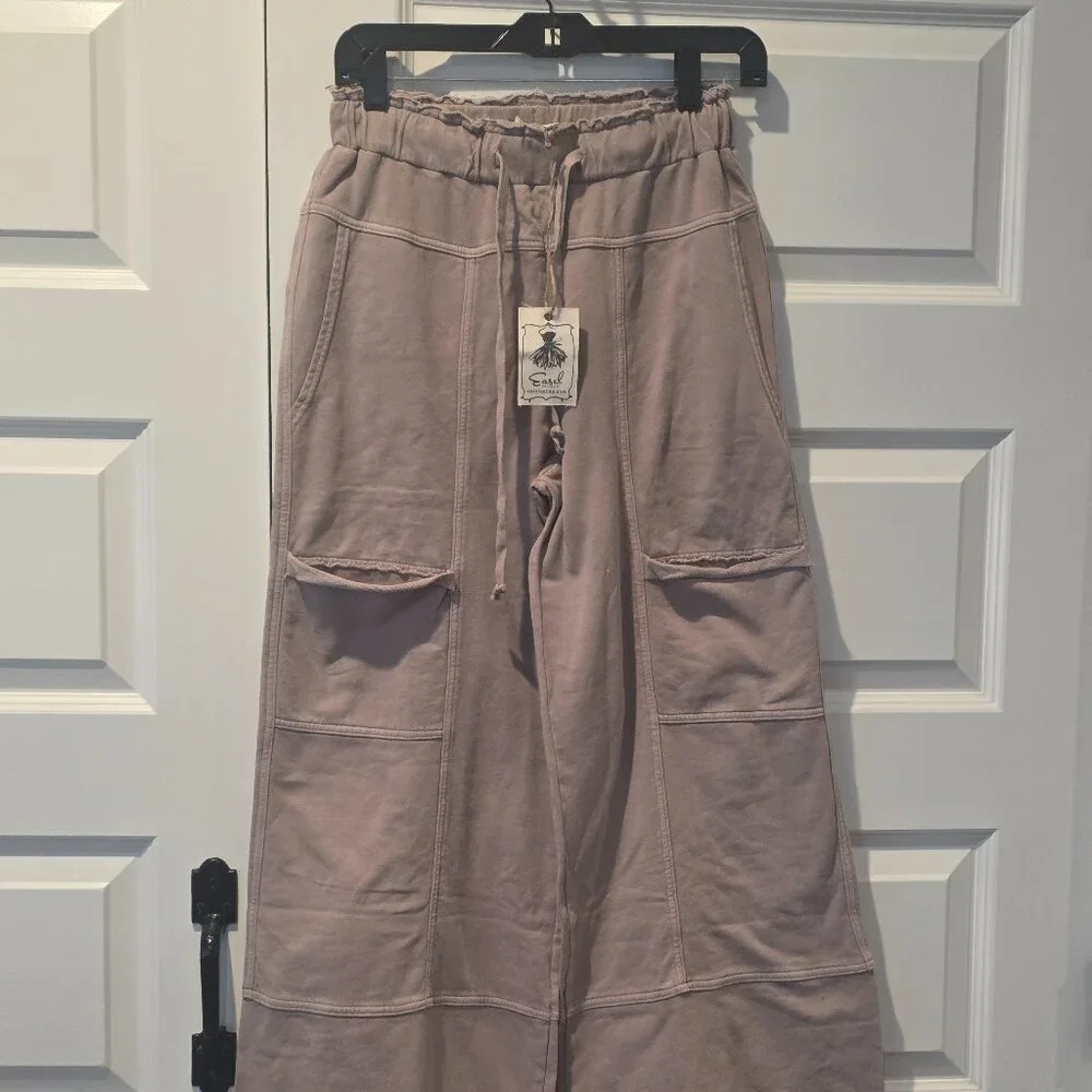 NWT: Easel Mineral Wash Wide Leg Pants - Picture 5 of 7